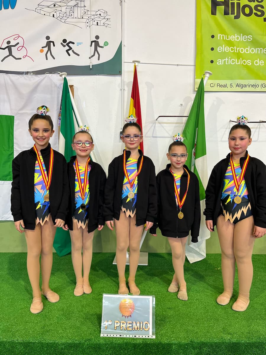 Gimnastas de la Unión Deportiva de la Sierra de las Nieves en el VIII Trofeo de Gimnasia Rítmica de Algarinejo